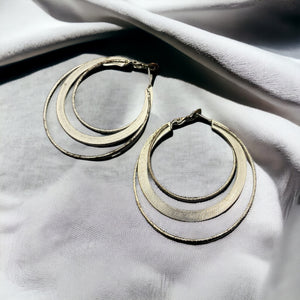 Silver triple hoop earrings